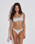 Thalassa One Shoulder Bikini Top with Crocheted Border