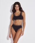 Zoe High Waisted Bikini Bottom with Crocheted Border