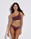 Thalassa One Shoulder Bikini Top with Crocheted Border