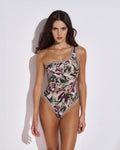 Melia One Shoulder Swimsuit with Crocheted Border